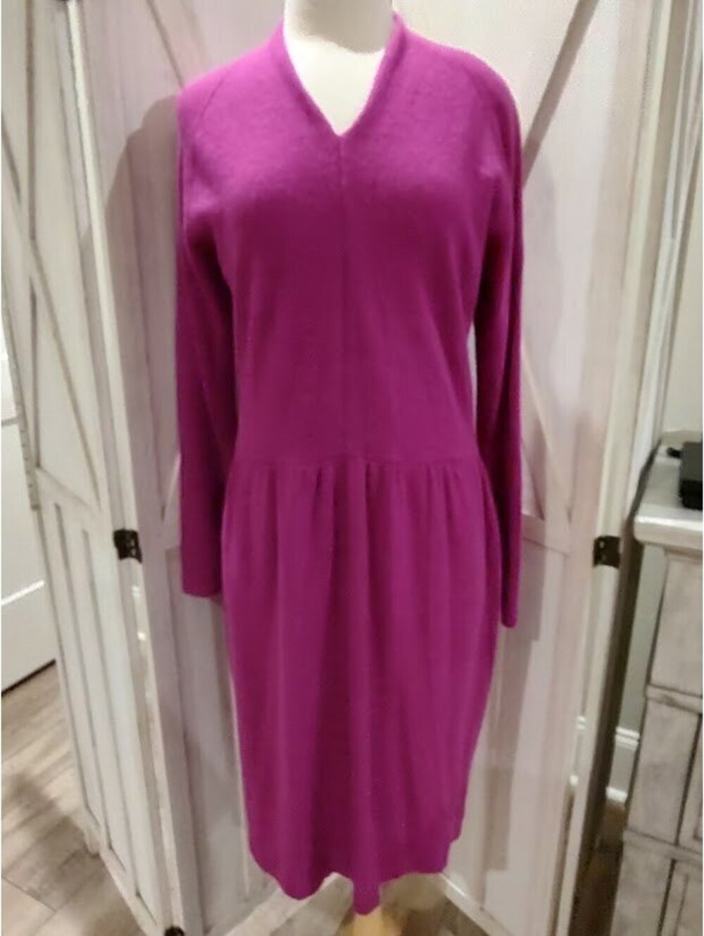 Outlander Women's Long Sleeve Wool Blend Dress in Magenta, Size L